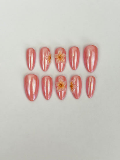 Pink Paloma — press-on nails faits main Melaura