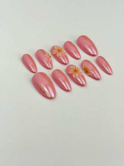 Pink Paloma — press-on nails faits main Melaura