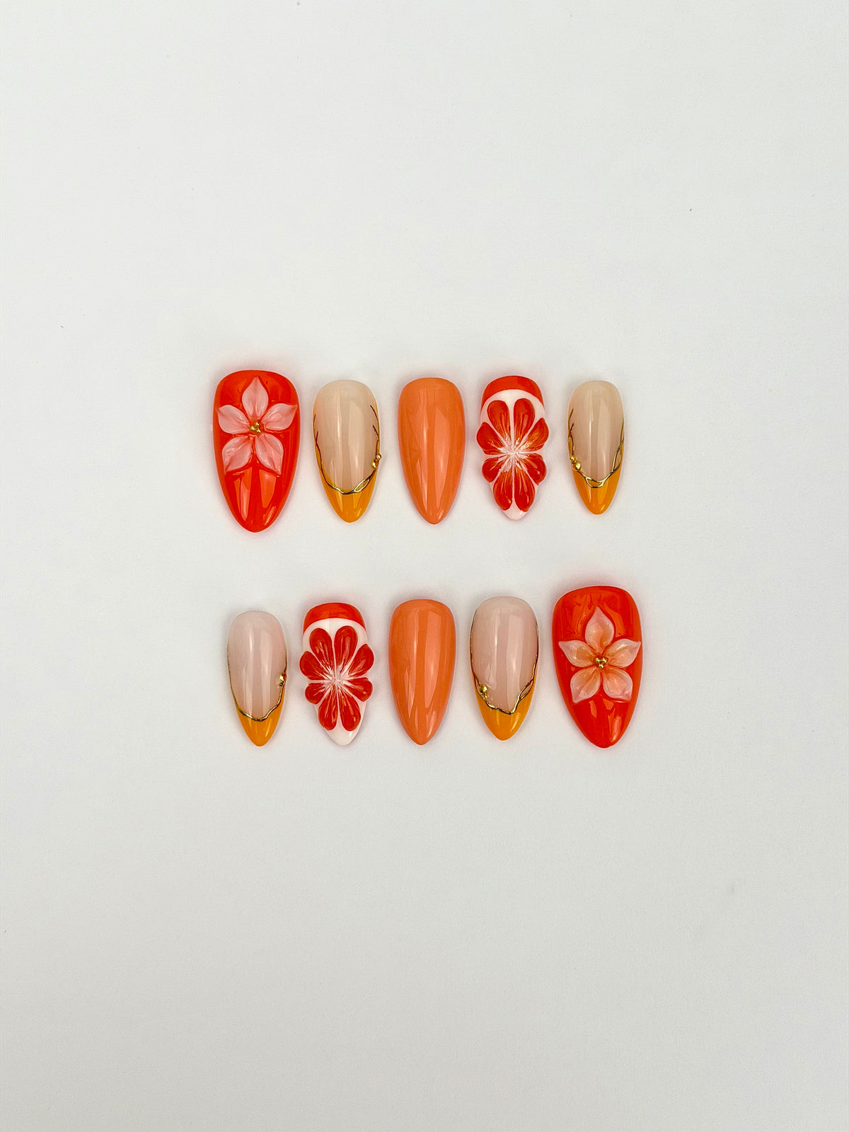 Oh My Orange! — press-on nails faits main Melaura
