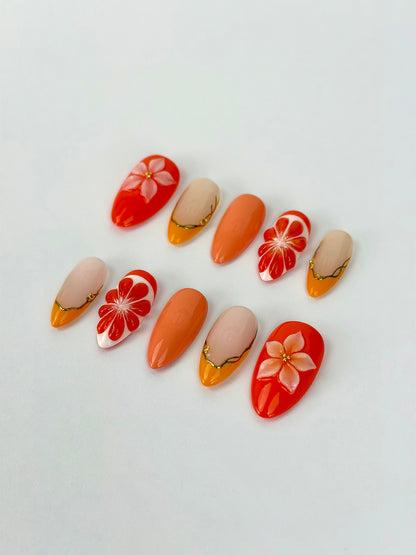 Oh My Orange! — press-on nails faits main Melaura
