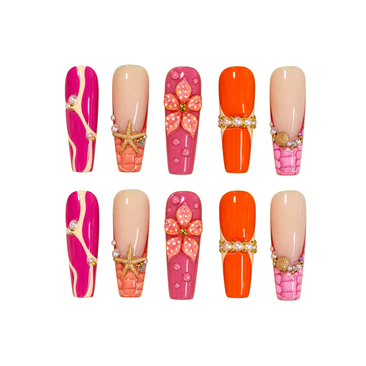Pink Lagoon — press-on nails faits main Melaura