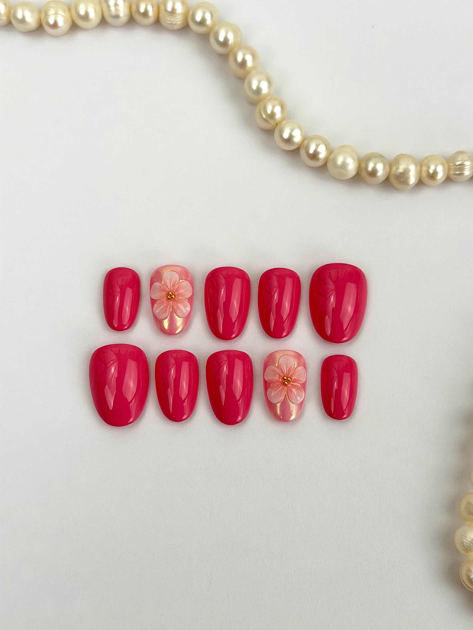Blush Riviera — press-on nails faits main Melaura