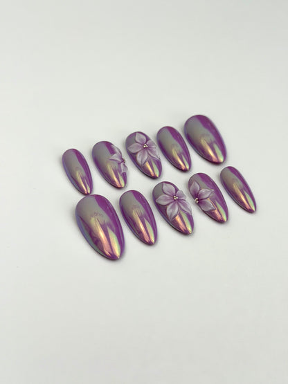 Amethyst Bloom — press-on nails faits main Melaura